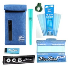 Wise Skies blau geruchsfestes Taschenset vorgerollte Kegel Halter OCB Papier blau Spitzen