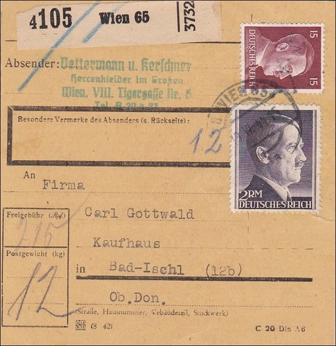 Iii reich paketkarte von - iii.,