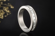 Massiver Platin Ring Bandring 9 Lupenreine Diamanten eckig Carré Schliff Schmuck