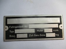 Typenschild neutrales Schild oldtimer Motorrad 30x70mm S86