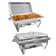 2 x Chafing Dish Edelstahl Speisenwärmer Warmhaltebehälter Wärmebehälter Set