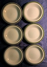 6 Suppen Teller Grüner Rand