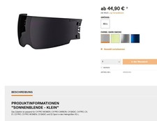 Sonnenblende Schuberth C4Pro/ Women/ E1/ C3/ C3Pro/ C3 Pro/ S2 klein XS - L