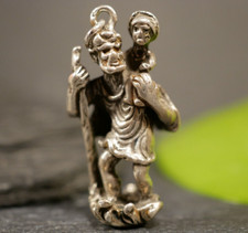 Antike Silber Anhänger Figur Plastisch Heiliger Christophorus Mit Kind Tracht