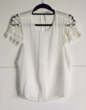 ZARA ❤ Häkel Bluse Top S/M weiß Shirt Guipure Spitze Hängerchen Blogger Crochet