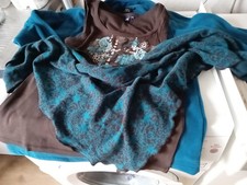 Damen Set Konvolut Fleecejacke petrol Gr. L Dreieck-Tuch plus Shirt Cecil Gr. XL