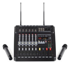 B-WARE DJ PA 6-Kanal Power Mixer Mischpult Verstärker Funk Mikrofon 760W Effekte