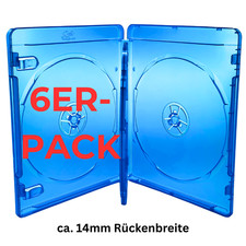 6 Stk Blu-ray Leerhüllen Hüllen Box 4-fach 4er 14 mm für je 4 BD / CD / DVD blau