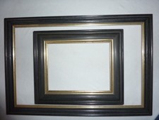 BILDER-RAHMEN "Berliner Leiste"Antik-Silber+altschwarz natur, VINTAGE TOP-Neuw.