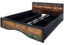 Bett mit Bettkasten Altholz