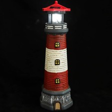 Solar LED Leuchtturm Leuchtfeuer Gartendeko Deko Leuchte rot weiß Beleuchtung