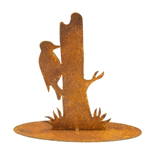 Edelrost gartenfigur specht - gartenfigur,