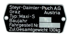 Puch Maxi S Rahmen Typenschild Typ Schild Original