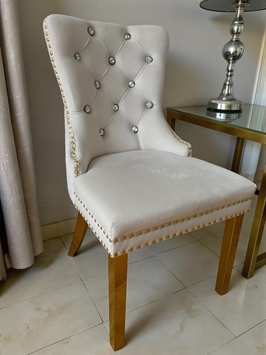 Barock stuhl samt beige - barock, mit
