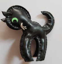Vintage 50er Jahre: Schwarze Katze / Kater, ca. 50mm hoch, Handarbeit