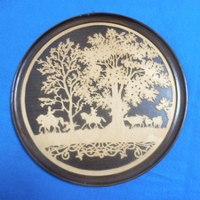 ?alt handgesägtes Bild Pferde Jagdszene "Holz Filigran" Wandbild Relief Bild 