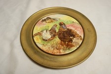 Berendsohn AG Keramik Wandteller mit Messingrand,Auerhähne