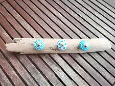 Garderobe Hakenleiste Treibholz Handtuchhalter Porzellanknöpfe blau Shabby 42 cm