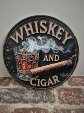 WHISKEY AND CIGAR Alu Schild