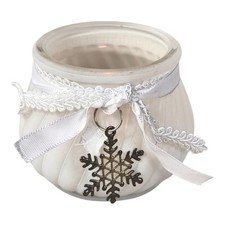 Teelichthalter Glas weiß