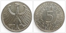 BRD 5 Deutsche Mark 1957 J