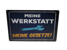 Blechschild Retro 30x20 cm Meine Werkstatt Meine Gesetze! Deko Rules Arbeit Fun
