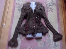 Lissa Zipfel Jacke Strickjacke Glitzer Fell Imitat Trompetenärmel Applikation M