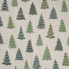 Dekostoff Halb-Panama Baumwolle Weihnachtsbäume | Meterware | 0,5m | natur/grün