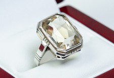 830 Silber - antiker Art Deco Ring - 11.50 ct Rauchtopas