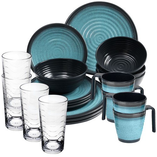 Melamin geschirr set blau - blau, 4
