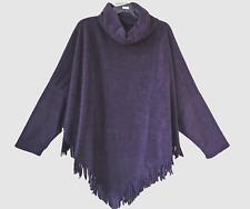 BORIS INDUSTRIES Fleece Poncho Shirt Überwurf Fransen 46-48-50-52 Lila