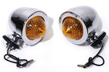 Bullet Blinker Set Chrom Metall Pike für Harley Suzuki Honda Custom Oldtimer