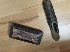 Federmäppchen…Holz, alt , Um 1950 Hozkästchen, Lederetui, Füller….