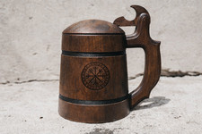 Eichenholz bierkrug mit deckel - bierkrug,