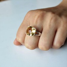 Citrin Topas Edelstein 925 Sterling Silber Valentinstag Ring Alle Größen