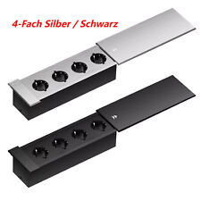4-Fach Einbausteckdose Bodensteckdose Steckdose Tischsteckdose Aluminium 230V