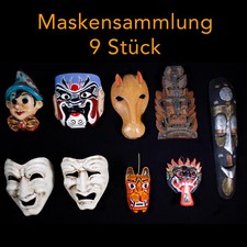 Masken Sammlung aus diversen Ländern. 9 Stück diverse Größen und Materialien