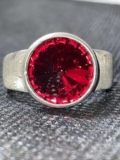 Ring,rund mit roten Stein,RG 54, verstellbar, 8.6g,D.-1.3cm