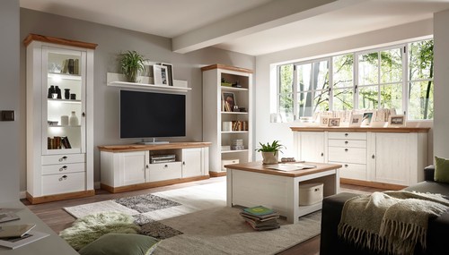 Landhaus wohnwand 577cm - wohnwand, pinie