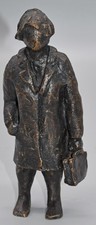 moderne Bronze Statue Skulptur Atelier- Kunstwerk "Karrierefrau" H18cm  1,4kg