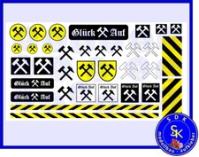 Bergwerksbahn Bergbau Bergwerk Lore Glück Auf - Aufkleber-Set Decals - Spur G