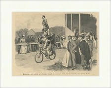 Radfahrer Athlet von Pfahl in Friedenau Berlin Rennbahn Holzstich E 21502