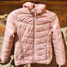 ? H&M Mädchen Anorak Stepp Jacke Rosa mit Abknöpfbarer Kapuze Gr 146 10-11 J