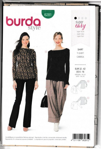 Burda schnittmuster 6281 damen - schnittmuster,