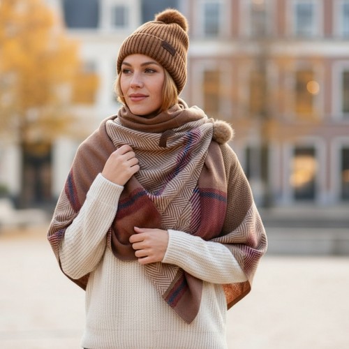 Damen schal stola braun warm - damen,