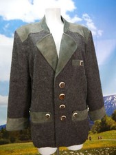 Amann Wolle und echt Leder mit Hirschhornknöpfe tolle Trachtenjacke Jacke Gr.48