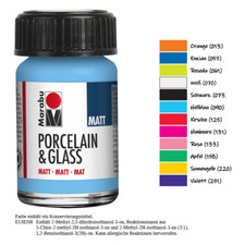 Marabu PORCELAIN & GLASS MATT Porzellan-/Glasmalfarbe 15ml Normalfarbtöne