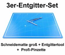 3er Entgitter-Set Schneidematte groß A3+Pinzette+Entgitternadel Plotter Textil