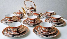 50er Vintage Imari Teeservice  feines japanisches Porzellan  Gold   21 teilig 60