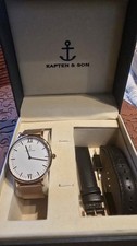 Kapten & Son Campina Roségold Mesh Set | Inkl. Wechselarmband Leder Schwarz